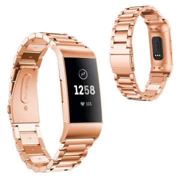 Stainless steel watch band for Fitbit Charge 4 / 3 - Rose Gold