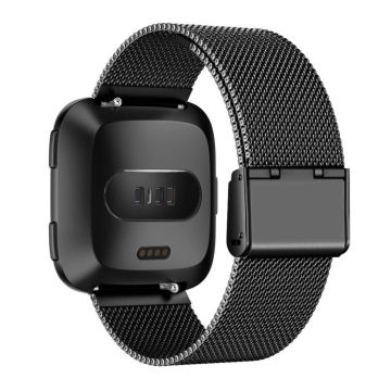 Fitbit Versa luxury milanese stainless steel watch band strap - Black