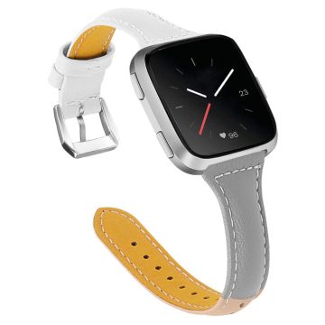 Fitbit Versa genuine leather watch band - White / Grey / Khaki