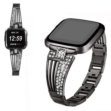 Fitbit Versa elegant rhinestone watch band - Black