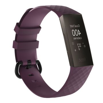 Fitbit Charge 3 geometric pattern soft silicone watch band - Purple