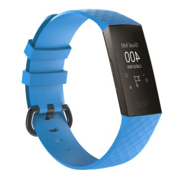 Fitbit Charge 3 geometric pattern soft silicone watch band - Baby Blue