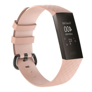 Fitbit Charge 3 geometric pattern soft silicone watch band - Pink