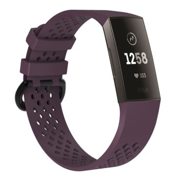 Fitbit Charge 3 breathable soft silicone watch strap - Size: L - Purple