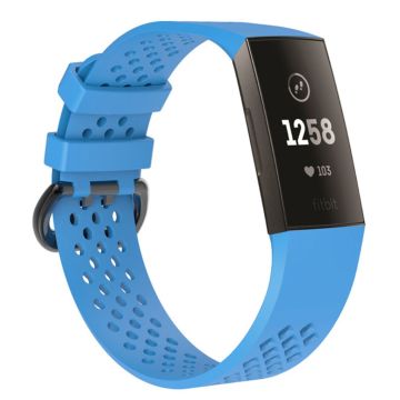 Fitbit Charge 3 breathable soft silicone watch strap - Size: L - Baby Blue