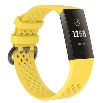 Fitbit Charge 3 breathable soft silicone watch strap - Size: L - Yellow