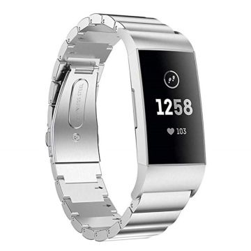 Fitbit Charge 3 classic metal watch strap - Silver