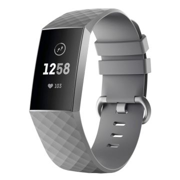 Fitbit Charge 3 flexible silicone watch strap - Size: L / Grey