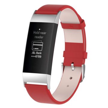 Fitbit Charge 3 genuine leather watch band - Red