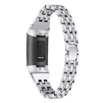 Fitbit Charge 3 rhinestone stainless steel watchband - Silver