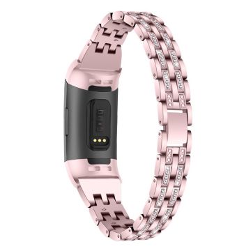 Fitbit Charge 3 rhinestone stainless steel watchband - Pink