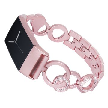 Fitbit Charge 3 rhinestone stainless steel watch band - Pink