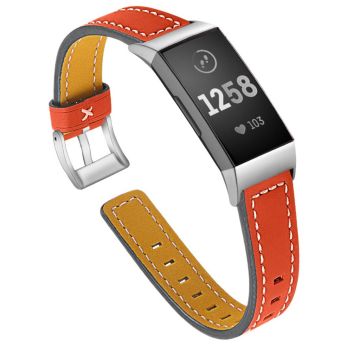 Fitbit Charge 3 cowhide genuine leather watch band - Orange