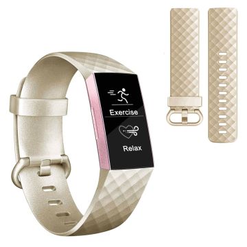 Fitbit Charge 3 shiny silicone watch band - Champagne Gold Size: S