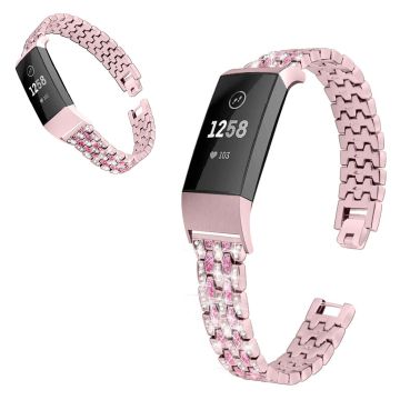 Fitbit Charge 3 rhinestone décor watch band - Pink / Rose