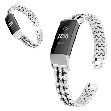 Fitbit Charge 3 rhinestone décor watch band - Silver / Black