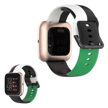 Fitbit Versa 2 / Versa Lite three color silicone watch band - Black / White / Green