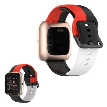 Fitbit Versa 2 / Versa Lite three color silicone watch band - Black / Red / White