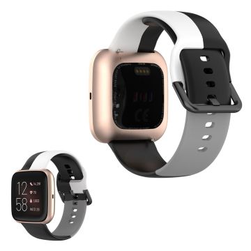 Fitbit Versa 2 / Versa Lite three color silicone watch band - Black / White / Grey