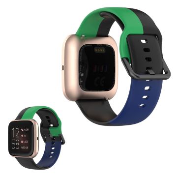 Fitbit Versa 2 / Versa Lite three color silicone watch band - Black / Green / Blue