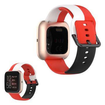 Fitbit Versa 2 / Versa Lite three color silicone watch band - Red / White / Black