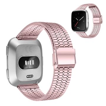 Fitbit Versa 2 / Versa Lite seven beads stainless steel watch strap - Rose Pink