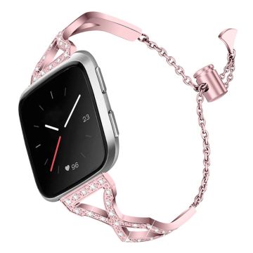 Fitbit Versa 2 / Versa Lite fashionable 304 stainless steel watch strap - Rose Pink