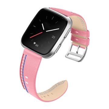 Fitbit Versa 2 / Versa Lite Cowhide leather stitching watch strap - Pink