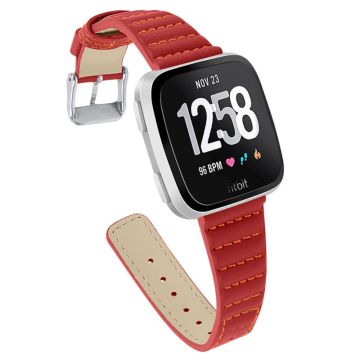 Fitbit Versa 2 / Versa Lite Cowhide wave texture leather watch strap - Red