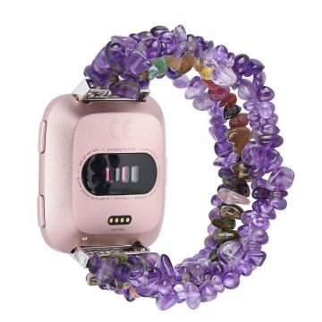 Fitbit Versa 2 / Versa four row natural stone watch strap - Purple