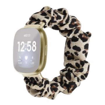 Fitbit Versa / Versa Lite elastic stylish fabric watch strap - Yellow Leopard