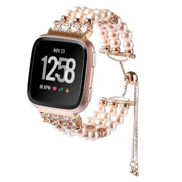 Fitbit Versa 2 / Versa Lite / Versa elegant faux pearl watch strap - Rose Gold