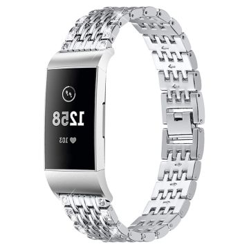 Fitbit Charge 4 / Charge 3 rhinestone décor watch strap - Silver