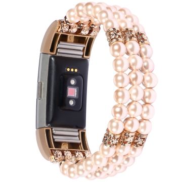 Fitbit Charge 4 / 3 three row stylish orb watch strap - Rose Gold