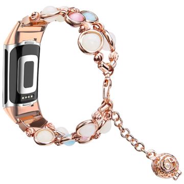 Fitbit Charge 4 / 3 luminous bead décor watch strap - Rose Gold