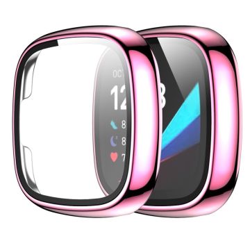 Fitbit Sense / Versa 3 electroplating cover with tempered glass - Pink