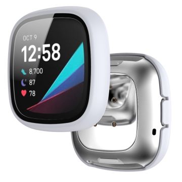 Fitbit Sense / Versa 3 matte hard cover with tempered glass - White