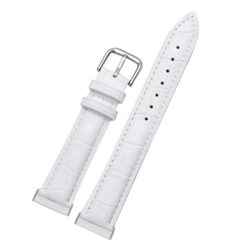 Fitbit Sense / Versa 3 genuine leather watch strap - White