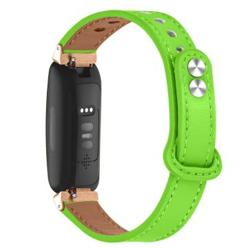 Fitbit Inspire 2 / Ace 2 cowhide leather watch strap with rose gold connector - Fluorescent Green