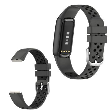 15.4mm Fitbit Luxe bi-color silicone watch strap - Black
