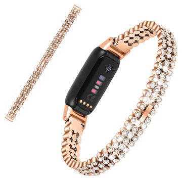 Fitbit Luxe rhinestone stainless steel watch strap - Rose Gold
