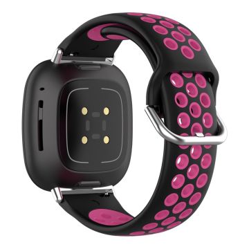 Fitbit Sense 2 / Versa 4 dual color silicone watch strap - Black / Rose