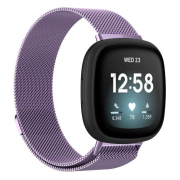 Fitbit Sense 2 / Versa 4 milanese stainless steel watch strap - Light Purple Size: L