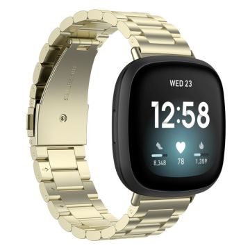 Fitbit Sense 2 / Versa 4 three bead stainless steel watch strap - Gold