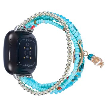 Fitbit Sense 2 / Versa 4 decorated faux pearl watch strap - Blue