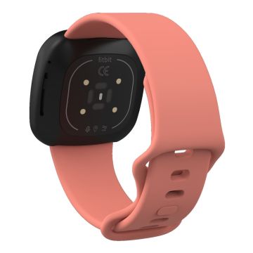 Fitbit Sense 2 / Versa 4 silicone watch strap - Deep Pink Size: S