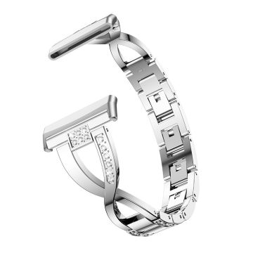 Fitbit Sense 2 / Versa 4 rhinestone decor watch strap - Silver