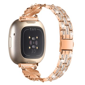 Fitbit Sense 2 / Versa 4 rhinestone décor metal strap - Rose Gold