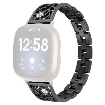 Fitbit Sense 2 / Versa 4 rhinestone décor stainless steel strap - Black