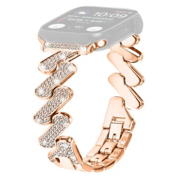 Fitbit Sense 2 / Versa 4 rhinestone luxury décor metal strap - Rose Gold